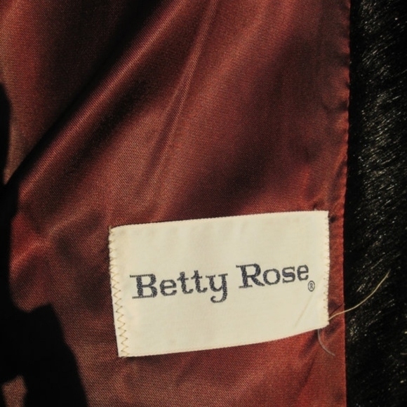PLUSH VINTAGE BETTY ROSE BLACK/BROWN VEGAN FRIENDLY MINK FAUX FUR COAT SIZE MED - Picture 7 of 7